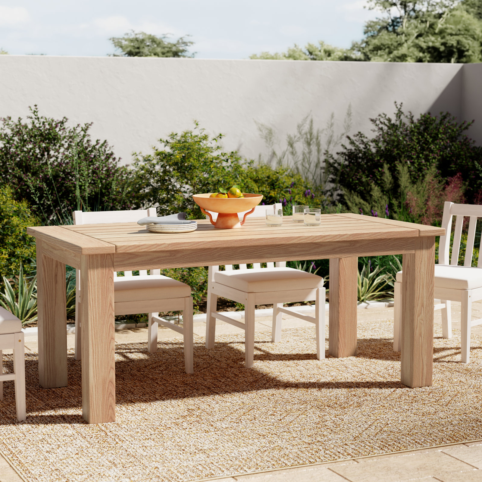 Bedwell Teak Patio Dining Table, 35.4" W x 63" L x 30.3" H