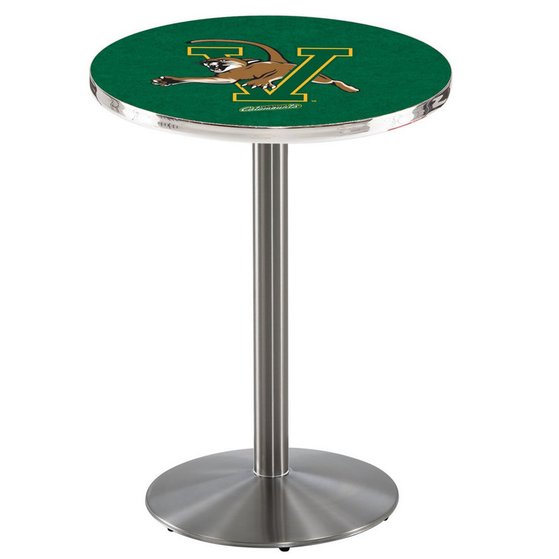 Round Metal Base Dining Table, Stainless Steel, University of Vermont