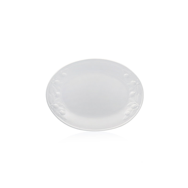 Assiette de service élégante en céramique, couleur crème, 11,8 po x 15,7 po | 100% lavable au lave-vaisselle, au micro-ondes | Idéal pour les réceptions et l'utilisation quotidienne, design élégant pour la salle à manger et le service