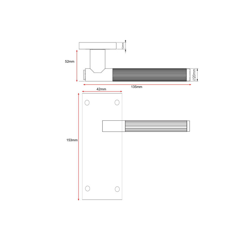 Golden Grace 5 Pair Victorian T-Bar Linear Design Door Handle Matt Black Finish with Spindle and Screws - 150 x 40mm