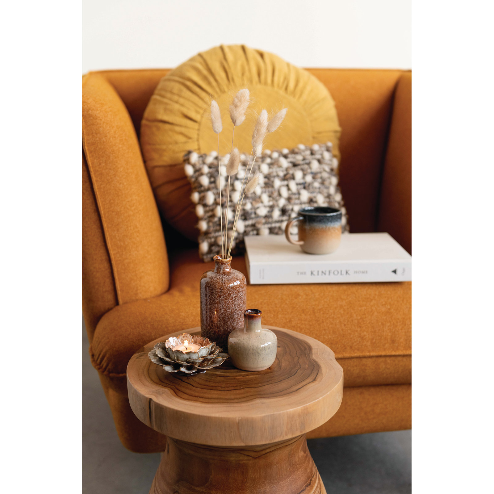 Iversen 8 Piece Stoneware Table Vase Set, Gray/Brown/Bronze