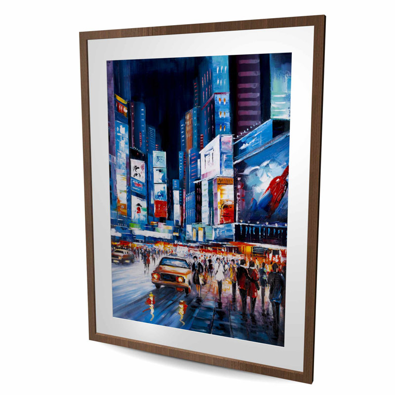 Times Square Perspect - reproduction encadrée avec passe-partout | Décoration intérieure, Brun