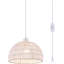 Plafonnier 1 lumière 11,81 po Derica Luminaire suspendu en dôme tissé à brancher avec accents de corde style bohème, cordon de 14,76 pieds-125559987-93332384