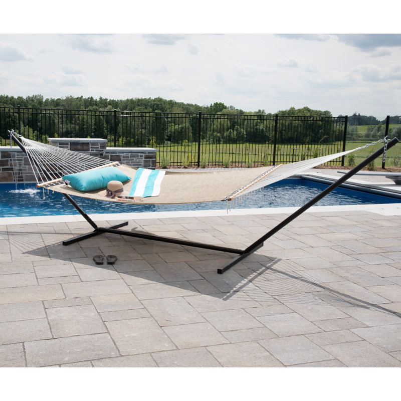Hamac de camping double en polyester enduit de PVC Karlisa, Taupe