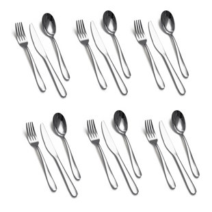 Service de table 18 pièces en acier inoxydable avec 6 couteaux, fourchettes et cuillères
