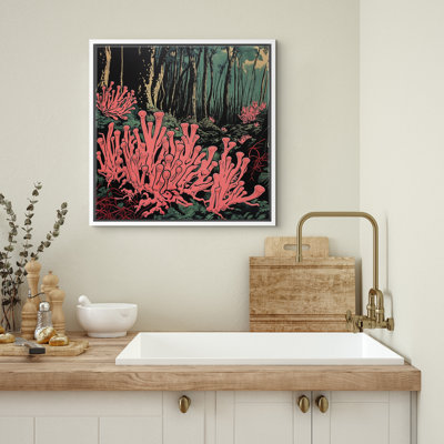 Impression sur toile de décorations murales pour chambre à coucher encadrée rose, vert et vert Moody