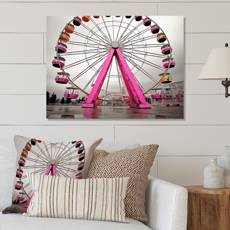 Grande roue rose Merrygoround Magic II - impression sans cadre sur métal, H 16 po x l 32 po x P 1 po