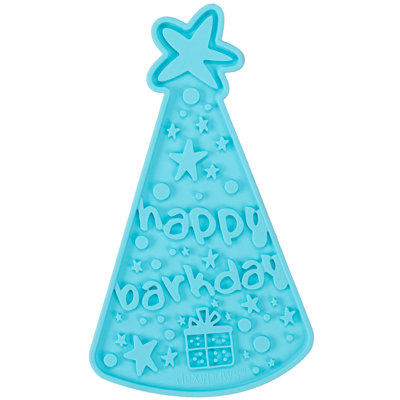 Dexypaws: Enrichment Lick Mat: Happy Bark Day - Grooved Dog Feeding Pad, Food-Grade Silicone, Spread On Meals & Treats, Pet Soothing Toy, Suction Back