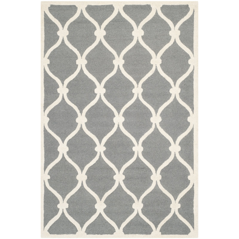 Cannen Hand Tufted Wool Geometric Rug, Rectangle 4' x 6'