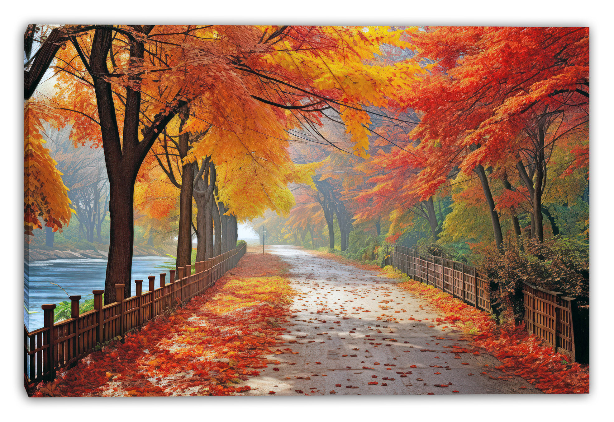 Alcott Hill® Golden Autumn Pathway Wrapped Canvas Wall Art | Wayfair