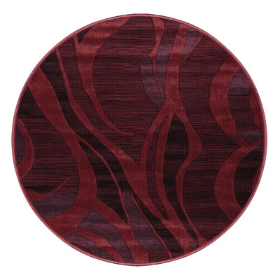 Machine Washable Abstract Red Area Rug