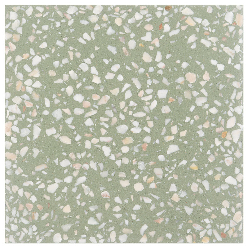 True Terrazzo 16x16 Polished Terrazzo Tile, Lisbon Green
