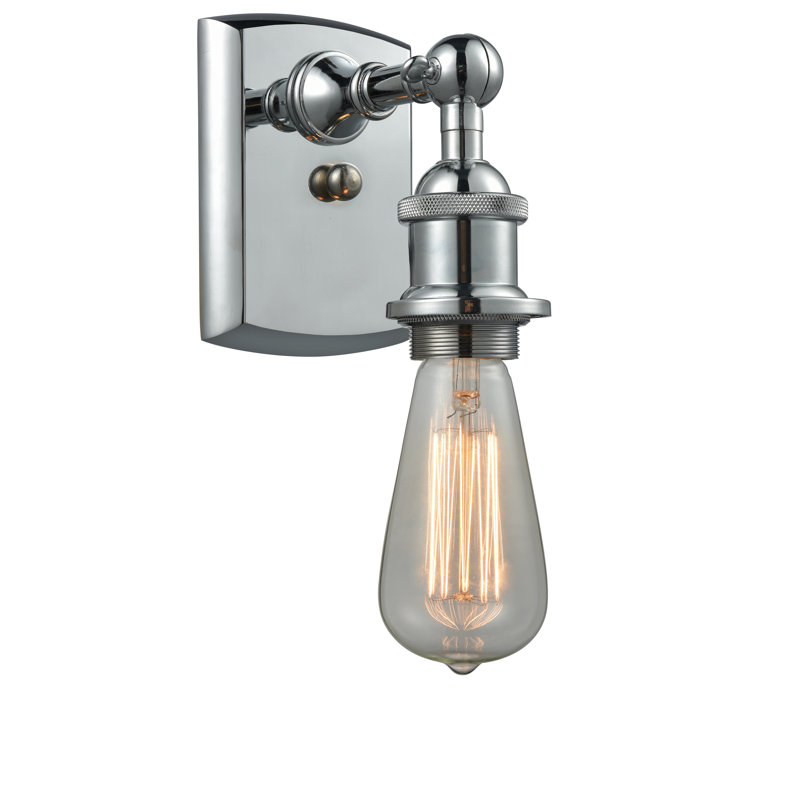 Rithland Armed Sconce, 6 Watt Vinage LED Bulb, Polished Chrome