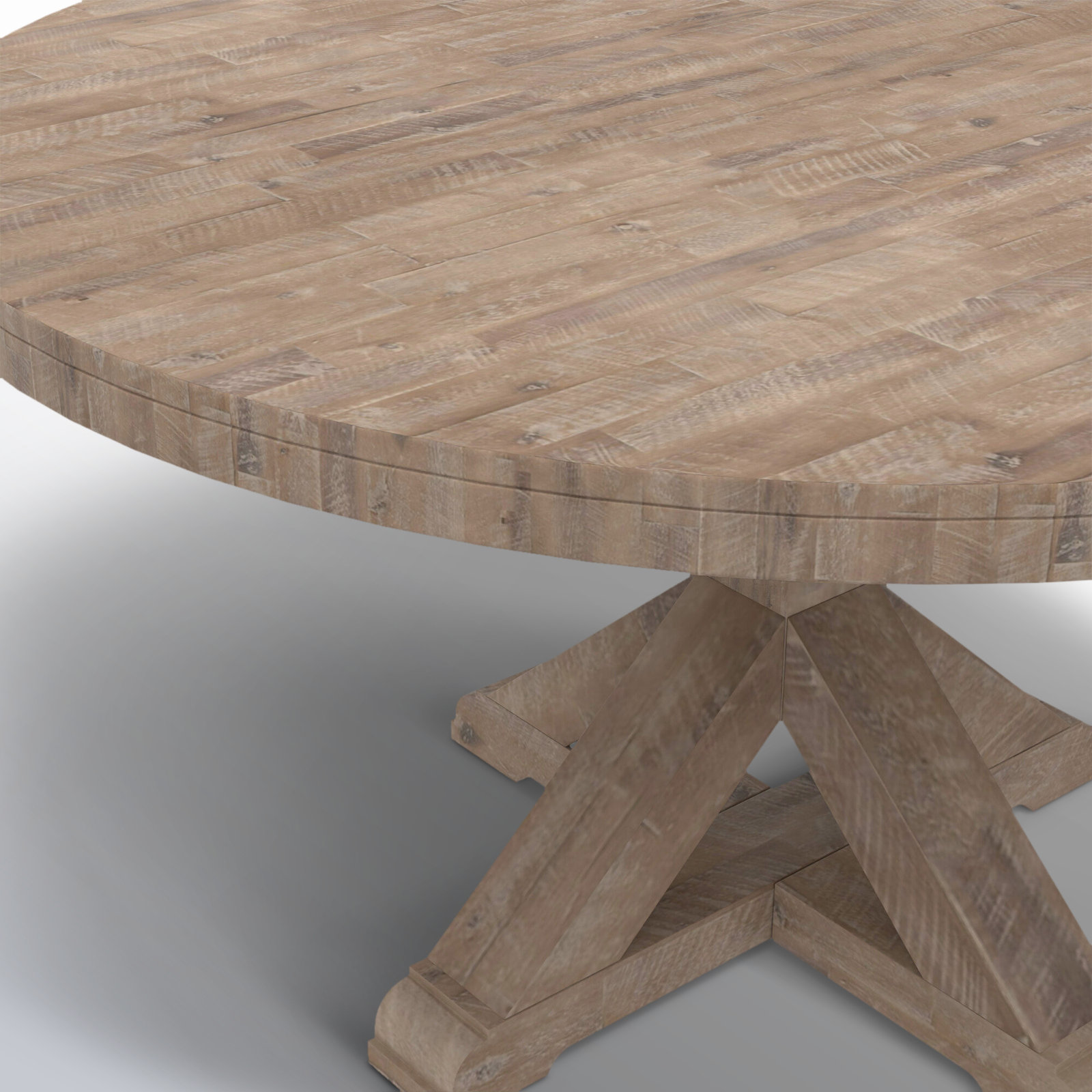 Bianca Round Solid Wood Dining Table, Weathered Natural