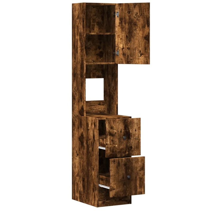 Kitchen Cabinet 35X50x180 Cm Engineered Wood, Smoked Oak