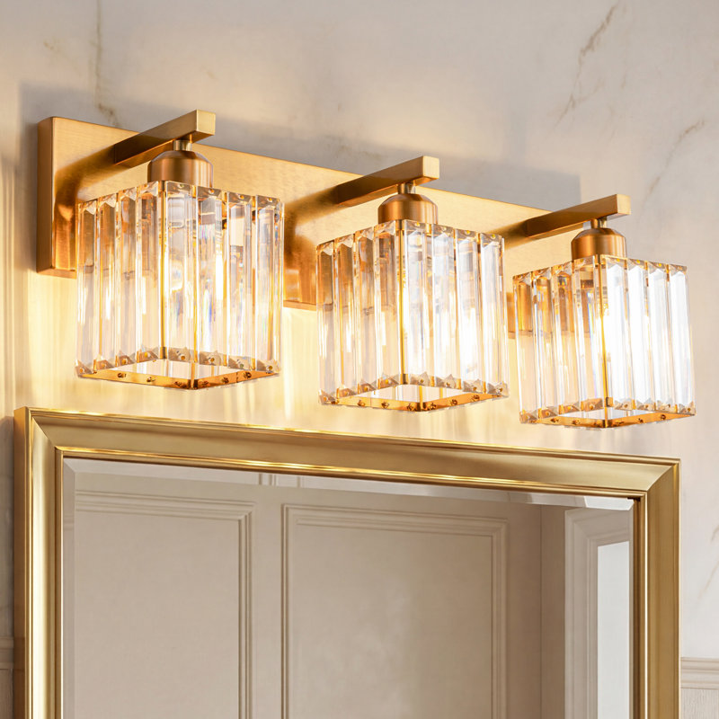 Éclairage pour meuble-lavabo à intensité variable Lanceton, Doré, Trois lumières