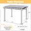 Pergola de terrasse 3,66 m de large x 3,05 m de profondeur avec auvent rétractable, structure en métal blanc thermolaqué, toile d'ombrage grise imperméable UPF50+, treillis de vigne