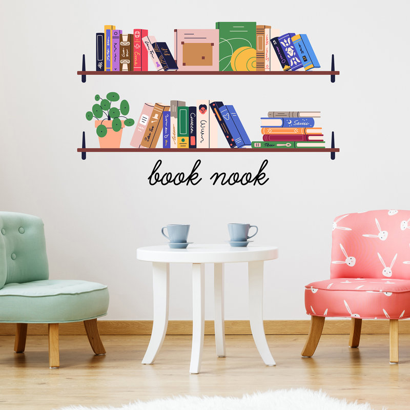 Book Nook Shelf Multicolor Wall Decals