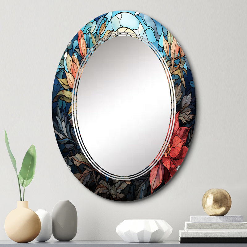 Francesine - Miroir mural floral ovale, 30 po x 20 po