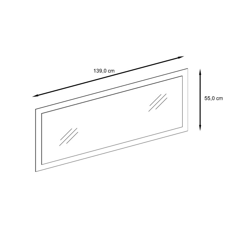 Comptche Engineered Wood Flat Wall Mirror, 139cm H x 55cm W, High-Gloss White