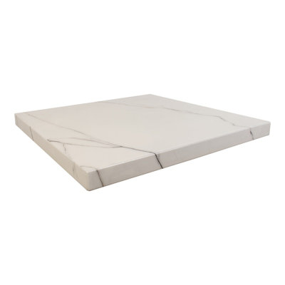 30" x 72" Marble White Resin Table Top with Grey Veining, Indoor Use