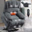 Fauteuil inclinable électrique en chenille bleu gris - siège 23 po, massage 8 points, chauffage lombaire, haut dossier-686915594