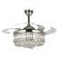 Ventilateur de plafond 42 po à 4 pales rétractables en cristal avec télécommande et ensemble d'éclairage inclus