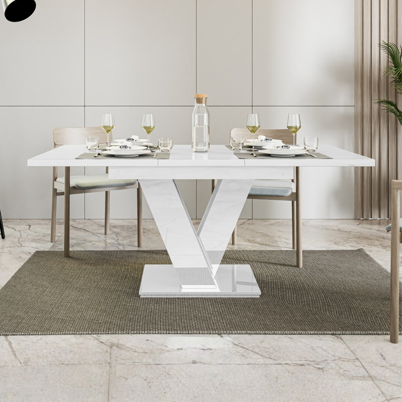 Extendable Dining Table Masiv, White Gloss