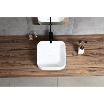 Square Ceramic Bathroom Countertop Sink - White, And Stylish White Finish Functional For Bathrooms