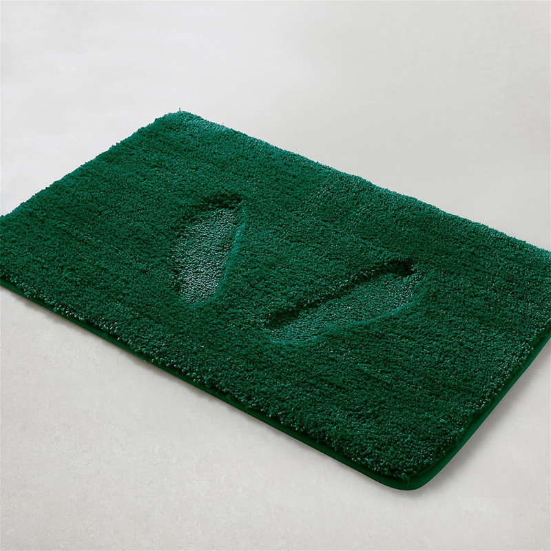 Ensemble de tapis de salle de bain en microfibre vert foncé 17 po x 24 po - Tapis de bain épais et antidérapant, lavable à la machine, pour plancher de salle de bain, baignoire et douche
