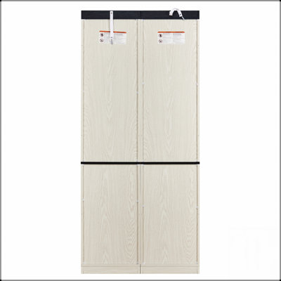 Grande armoire de rangement Farmhouse avec tablettes réglables, bibliothèque en bois aggloméré à finition grain de bois 3D, casiers de présentation ouverts et rangement de porte de grange fermée, bibliothèque librement combinable pour le bureau de la chambre à coucher