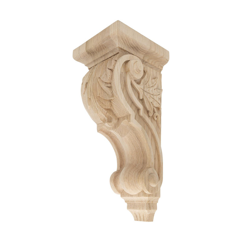 Corbeau en bois d'acanthe massif sculpté à la main 12-1 / 2 po x 5-1 / 8 po x 5-3 / 8 po, Chêne rouge