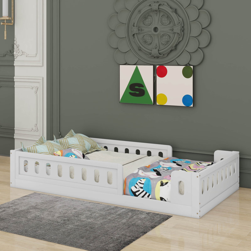 Lit plateforme simple avec garde-corps, Blanc