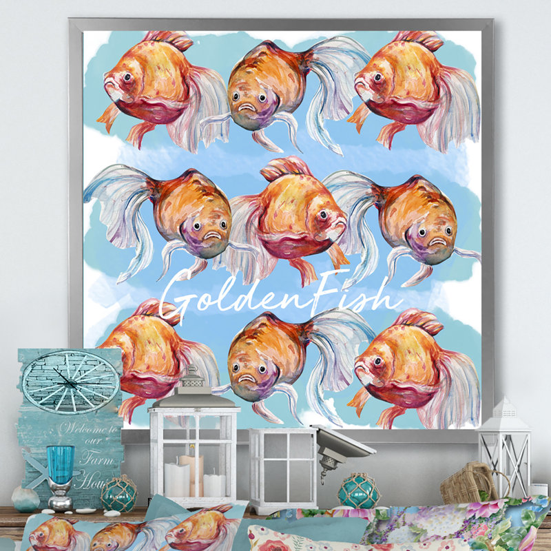 " Fish III ", 16" H x 16" W x 1" D, Silver Picture Framed