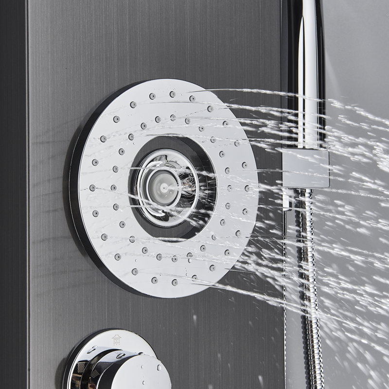 Système de tour de panneau de douche, jets de massage à jets de pluie avec système de panneau de douche à pluie, robinet de douche en acier inoxydable avec bidet, noir