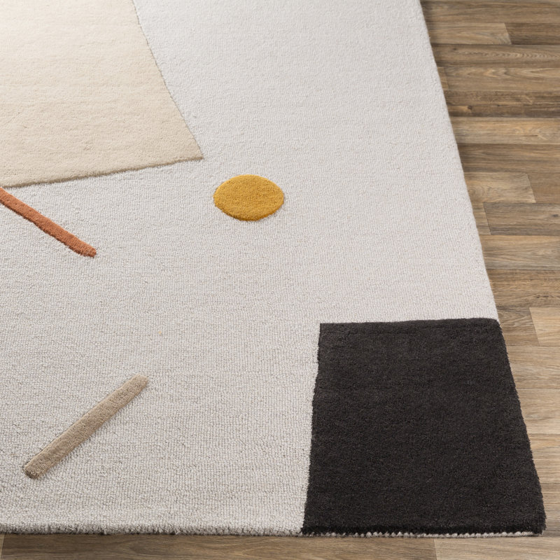 Handmade Tufted Black Spot Wool Area Rug 8' x 10'