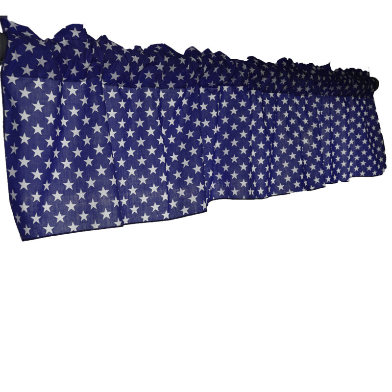 Cantonnière à motif d'étoiles, L 58 po x L 20 po, Bleu marine