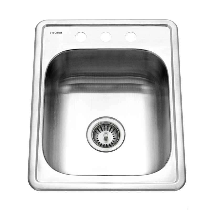 Hospitality 17'' L Flush Single Bowl Stainless Steel Kitchen Sink