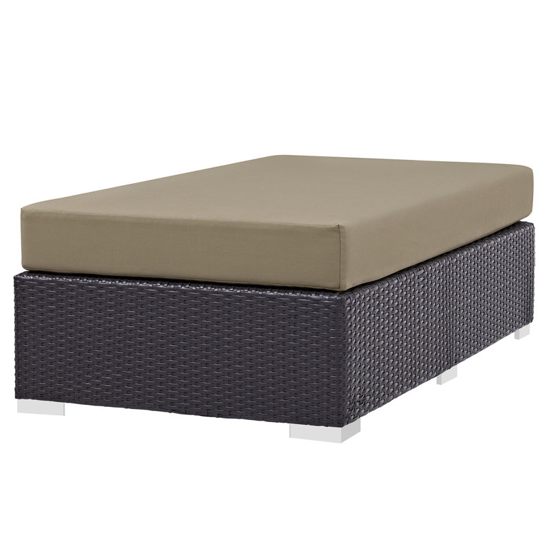 Convene Rectangle Outdoor Ottoman with Cushion, Mocha