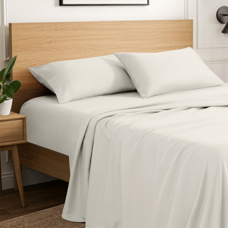 Ensemble de draps en micro-fibre, Ensemble de draps pour taille de lit double TG ave, Crème