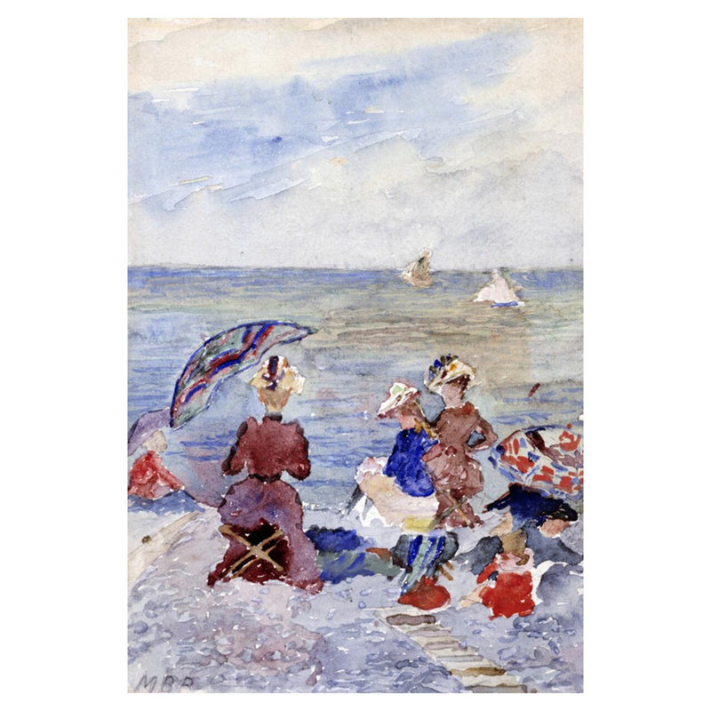 Chiffres sur la plage par Maurice Brésil Prendergast - estampe numérique, H 40 po x l 32 po