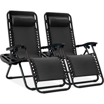 Nathen Zero Gravity Lounge Chair Recliners for Patio, Pool w/ Cup Holder Tray