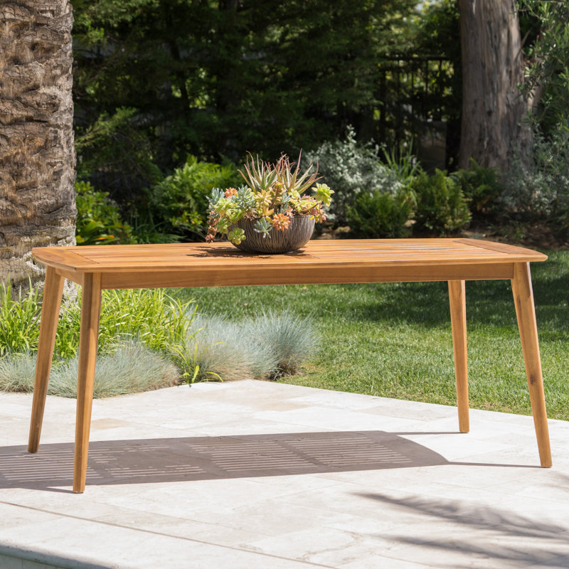 Table de salle à manger d'extérieur en bois d'acacia, finition teck | Idée de cadeau