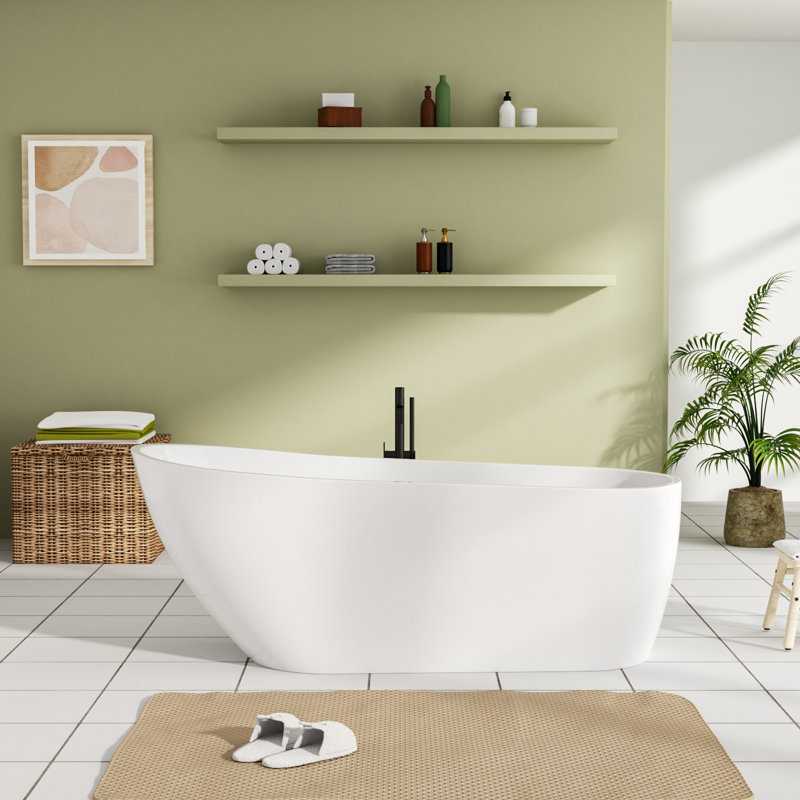 Baignoire de trempage autoportante en acrylique 67 po. Avec drain et trop-plein 67 po.