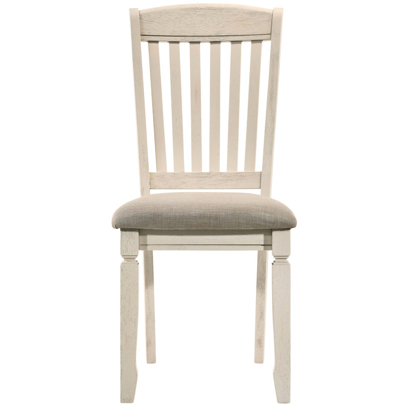 2 chaises d'appoint rembourrées brun clair avec des pieds crème et un dossier à lattes en bois - confortable pour manger sous l'aspect (de 2) de conception traditionnelle avec rembourrage en mousse