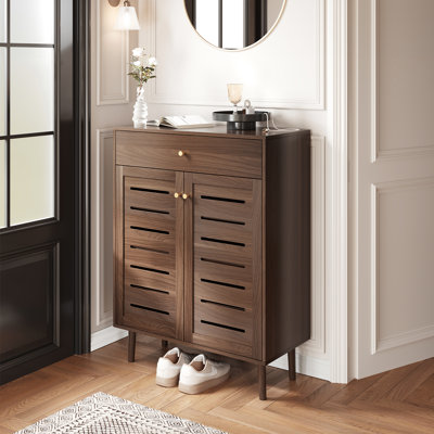Shoe Cabinet with Adjustable Shelves,Top Drawer