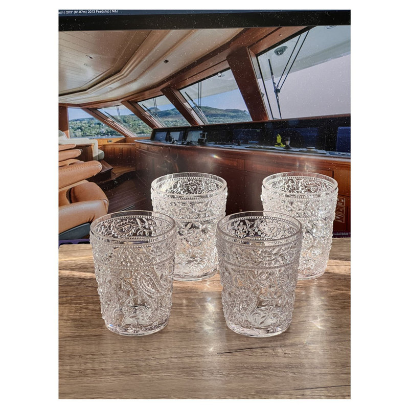 Verres à motif cachemire en acrylique, 13 oz liq., Clair