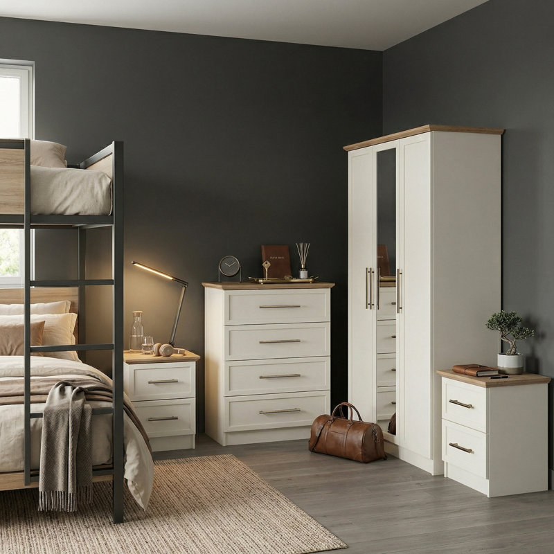 Cleverton 4 Piece Compact Bedroom Storage Set, Ivory