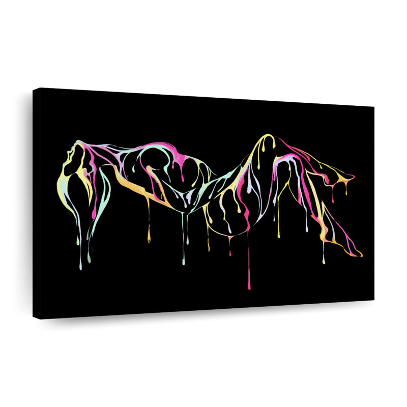 Sensuel abstrait sur toile, H 34 po x l 51 po x P 1,25 po