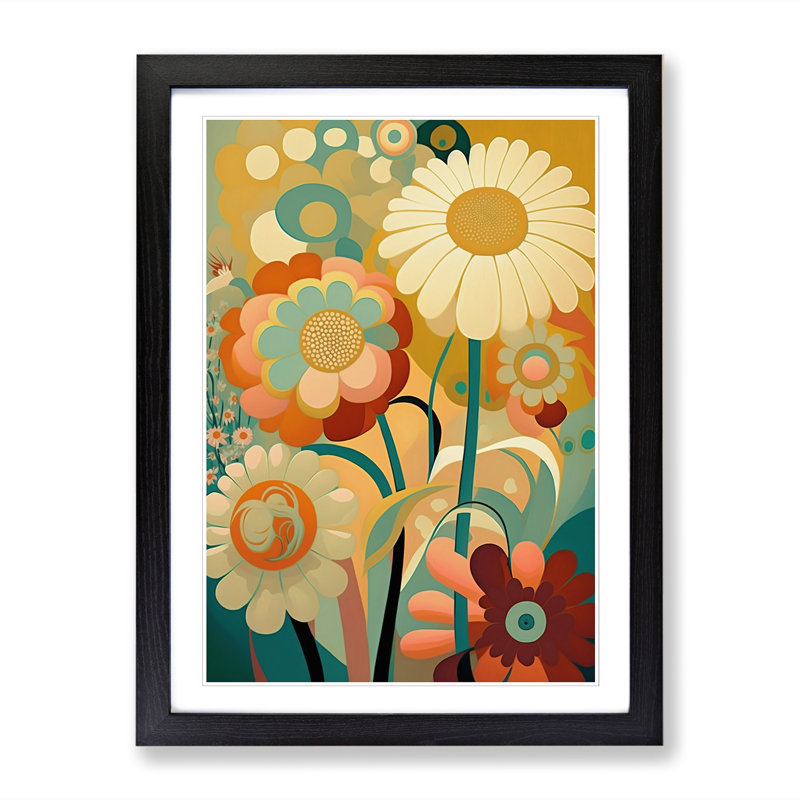 Bold Flowers - Single Picture Frame Print, 64cm H x 46cm W, Walnut Framed